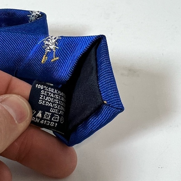 Rare Polo Ralph Lauren Hand Made in Italy Navy All Over Logo Polo Horses Tie - Picture 9 of 11